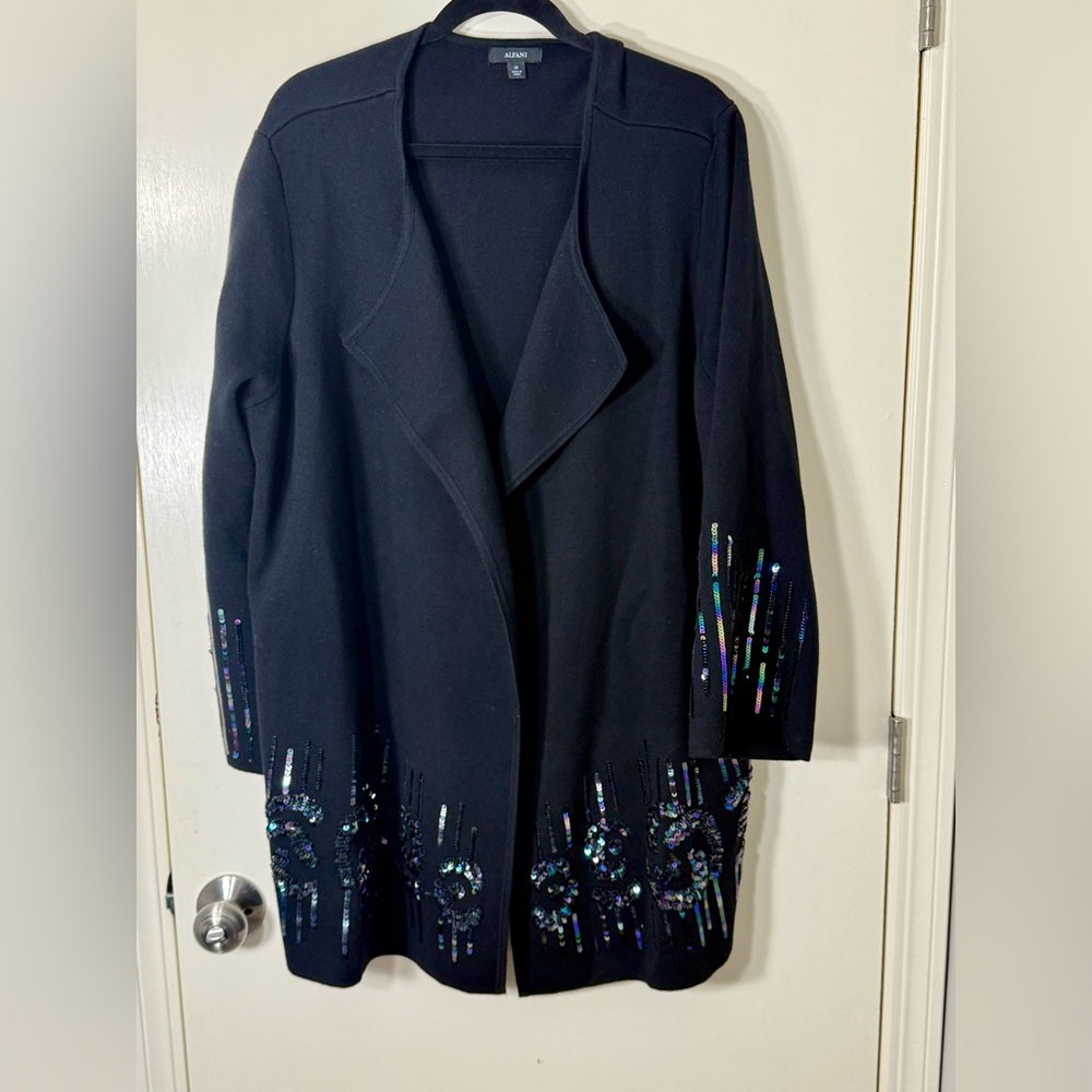 Alfani Black Rainbow Sequins Long‎ Sleeve Cardigan Plus Size 3X